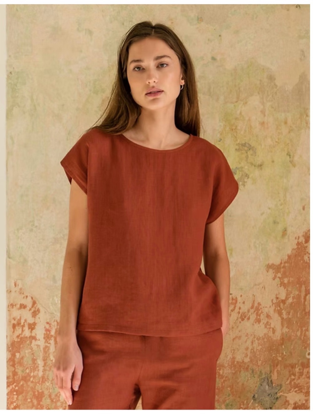 Linen Set with Shorts - Audrey Top and Ella Shorts - Terracotta